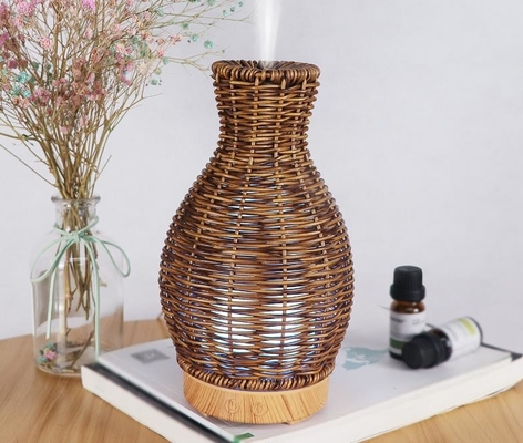 diffusore fresco ultrasonico di aromaterapia del vaso del rattan della foschia dell'olio essenziale 100ml